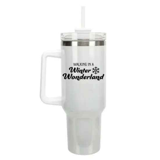 100 North Walking In A Winter Wonderland Snowflake Wrap-Around 40 Oz. Stainless Steel Water Bottle Coffee Mug, Spill & Leak Resistant, Travel Tumbler image {5}