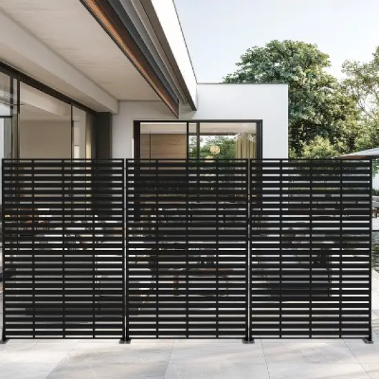 Lirago Garden Privacy Fence 72 in Galvanized Metal Outdoor Screen image {2}