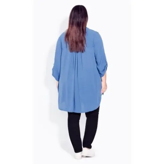 Women's Plus Size Island Breeze Tunic  - Delft Blue | EVANS image {1}