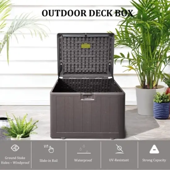 Decksplore 35/45/80/110/180 Outdoor Resin Waterproof Deck Box with Lockable Lid image {3}