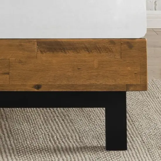 Tricia Wood Platform Bed Frame with Adjustable Headboard Brown - Zinus image {3}