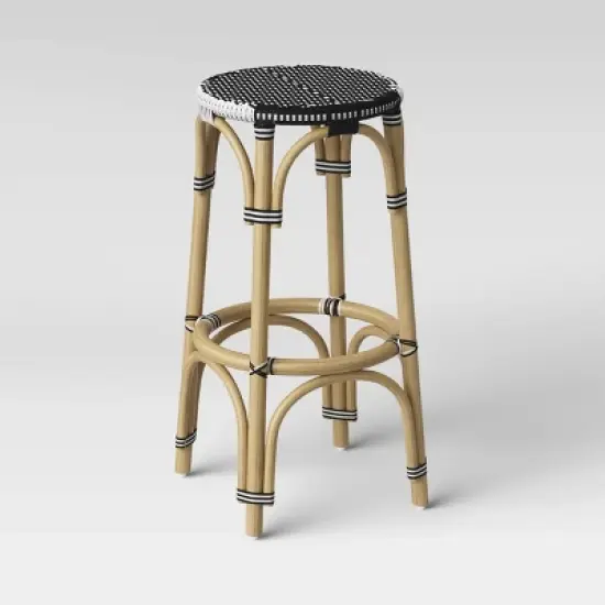 Perry Rattan Backless Woven Barstool Black/White - Threshold&trade; image {2}