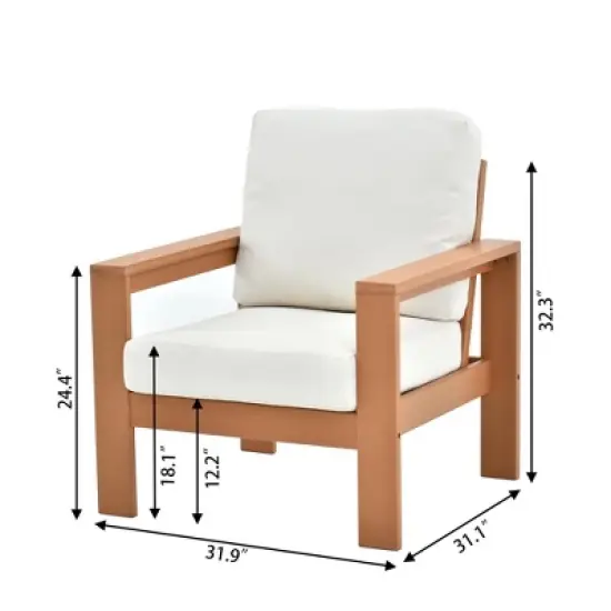 Decksplore 5 Piece Sofa Seating Group HDPE with Cushions Patio Conversation Sets Outdoor Furniture image {3}