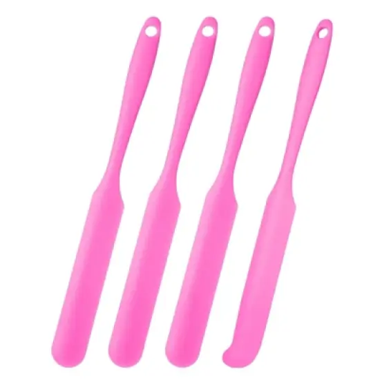 Unique Bargains Silicone Heat Resistant Non-Stick Long Handle Food Spatula for Jars 4 Pcs image {11}