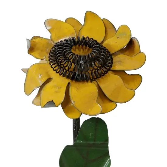 Sunnydaze Outdoor Metal Art Standing Sunflower with Ladybug Garden Decor- 34.25" image {2}