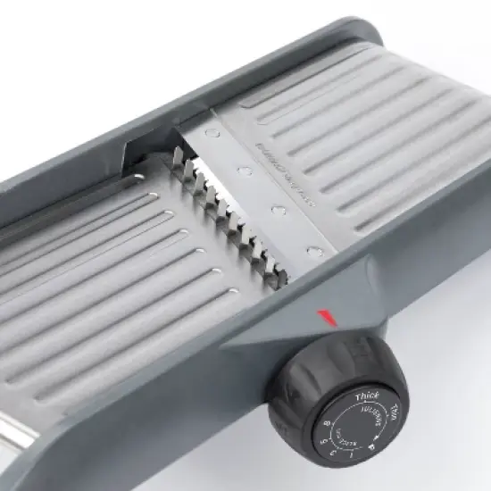 Prepworks Dial and Slice Chef's Mandoline: ABS & Stainless Steel Vegetable Slicer, Dishwasher-Safe, Black/Gray image {4}