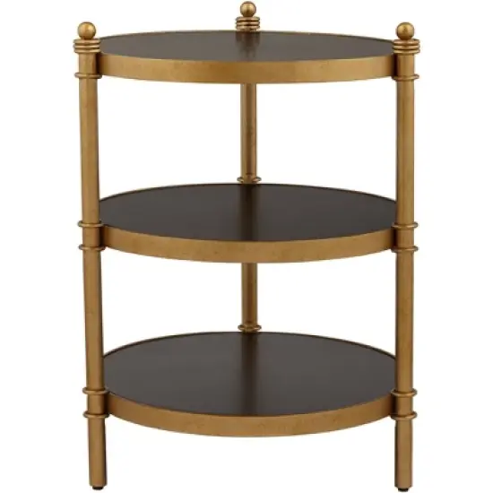 55 Downing Street Modern Luxe Wood Round Accent Side End Table 18 3/4" Wide Black Gold 3-Tier for Spaces Living Room Home House image {4}