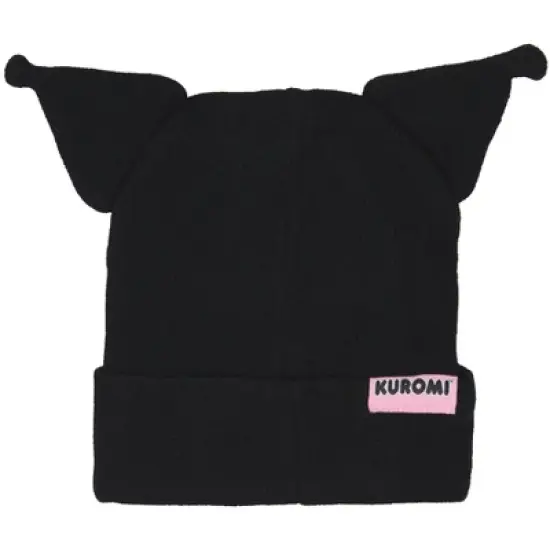 Sanrio Hello Kitty Kuromi Beanie Embroidered 3D Character Knit Beanie Hat Cap Black image {3}