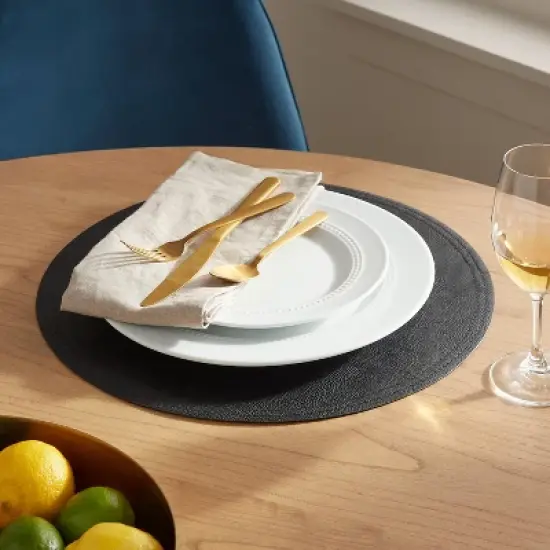 15" Round Pebble Faux Leather Charger - Threshold&trade; image {1}