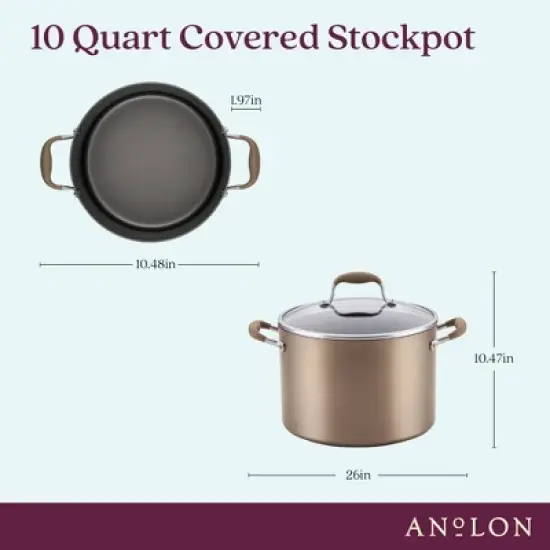 Anolon Advanced Home 10qt Hard Anodized Nonstick Stockpot with Lid Bronze image {2}
