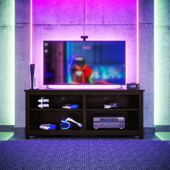 Entertainment Center - TV Stand Supports up to 65-inch TVs - Traditional Design with 4 Cubbies and 2 Shelves by Lavish Home (Espresso) image {5}