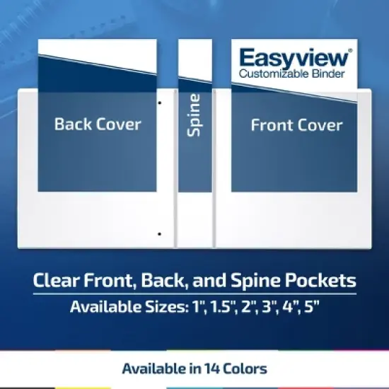 Easyview Premium Customizable View 5" Angle D Ring Binder 4pk Navy Blue: 700 Sheet Capacity, Hard Cover, Office Binders image {4}