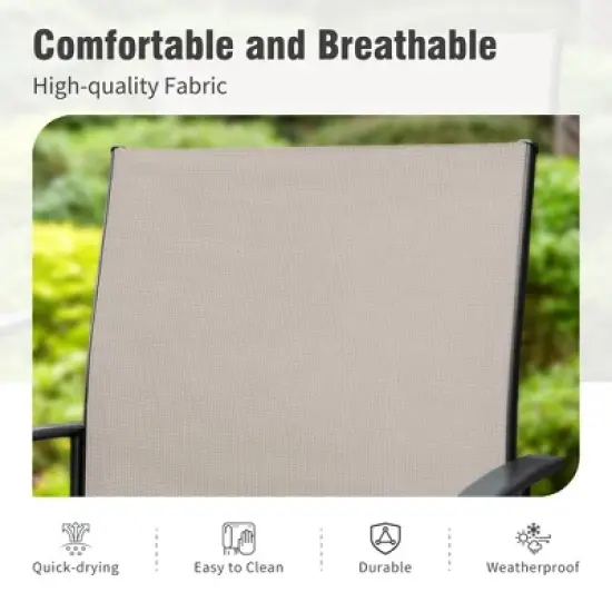 Captiva Designs 7pc Patio Dining Set with Slat-top Rectangle Table & Sling Fixed Dining Chairs image {8}