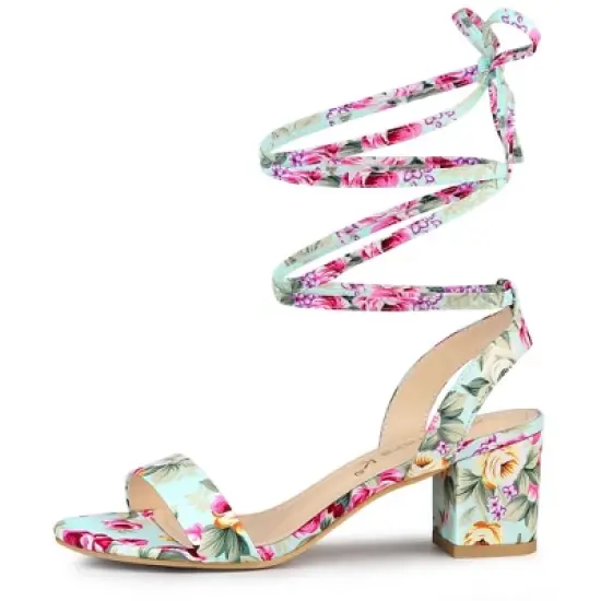 Allegra K Women's Block Heel Lace Up Heel Sandals image {6}