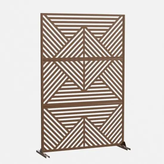Lirago Brown 72 in. Galvanized Metal Outdoor Privacy Screens Garden Outdoor Fence image {12}