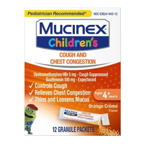 Mucinex Children's Cough & Chest Congestion Medicine - Orange Creme Mini Melts - 12 ct image {11}
