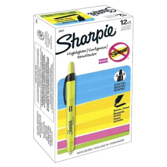 Sharpie Accent Retractable Highlighters Chisel Tip Fluorescent Yellow Dozen 28025 image {5}