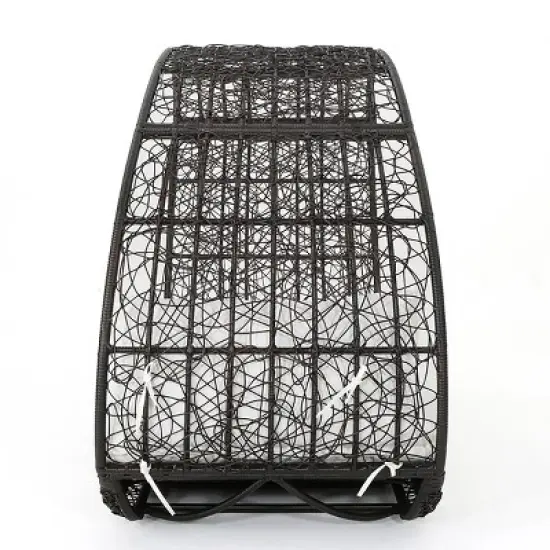 Curved Rattan Daybed with Cushions and Canopy, 2-Person Patio Lounger with Metal Frame, Outdoor Lounge Seating for Garden or Pool-The Pop Home image {4}