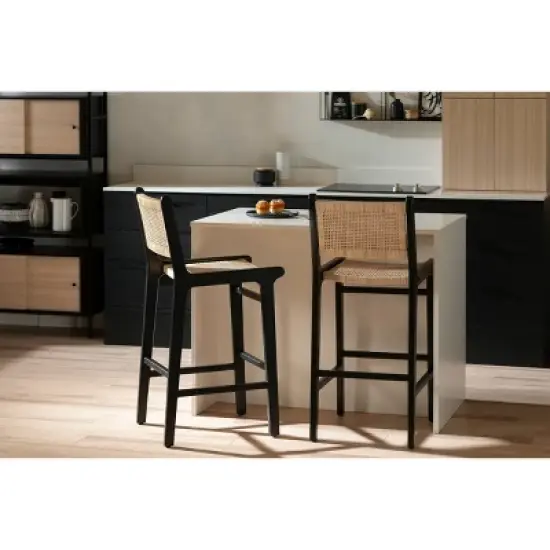 Balka Rattan Barstool Rattan/Black - South Shore image {1}