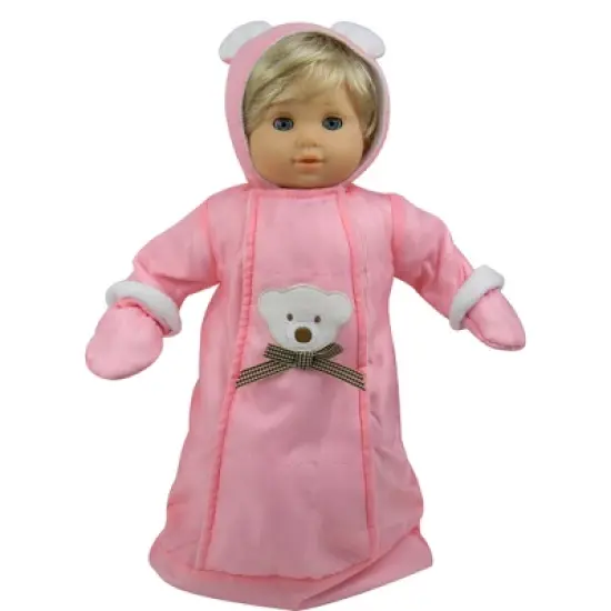 Sophia&rsquo;s Polar Bear Bunting Snowsuit Sack for 15" Dolls, Pink image {2}