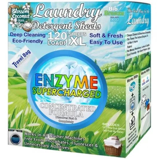 5 Star Super Deals Laundry Detergent Sheets (120 Loads) Liquidless, Eco-Friendly, Hypoallergenic, & Enzyme-Based Stain Removal image {9}