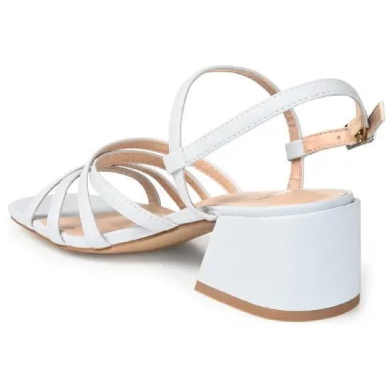 Journee Collection Womens Kempsy Open Square Toe Block Heel Sandals Blue 7.5 image {6}