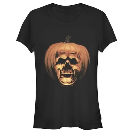 Junior's Halloween II Skeleton Carved Pumpkin T-Shirt image {2}
