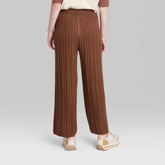 Women's Ascot + Hart Wide Leg Graphic Knit Pants - Brown image {2}