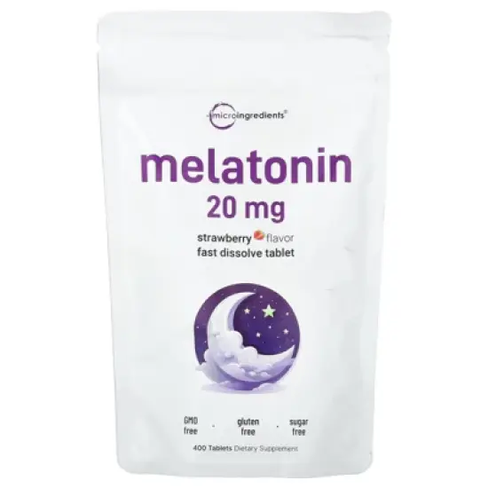 Micro Ingredients Melatonin, Strawberry, 20 mg, 400 Tablets image {2}
