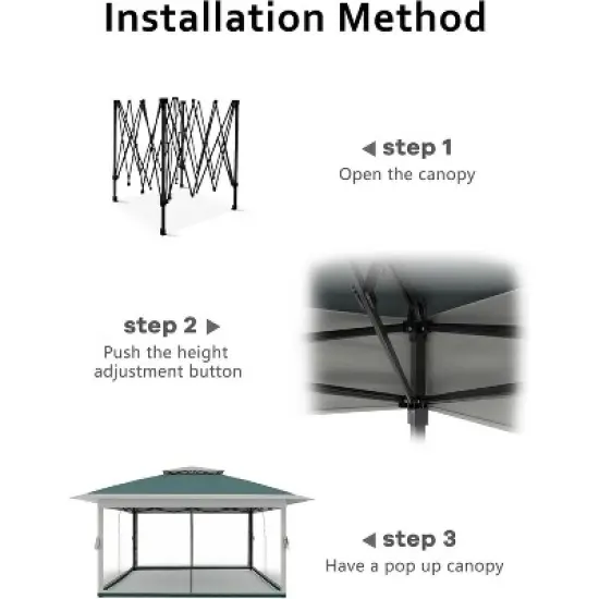 13'x13'Canopy, Outdoor Tent with Mosquito Netting & Wheeled Bag, Instant Shelter for Backyard, Patio & Garden Furniture image {2}