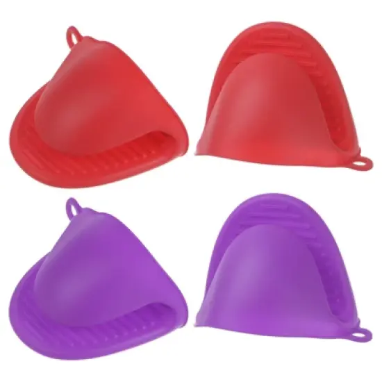 Unique Bargains Heat Resistant Kitchen Utensil Sets Silicone Oven Mitts 4 Pcs image {30}