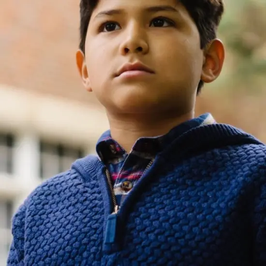 Hope & Henry Boys' Long Sleeve Hooded Half Zip Sweater, Kids image {3}