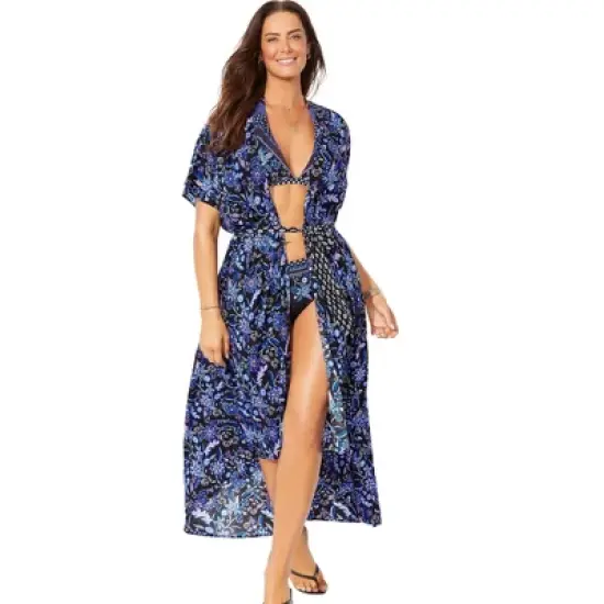Swimsuits for All Women&rsquo;s Plus Size Chloe Tie-Front Cover Up Duster image {1}