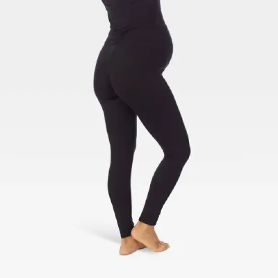 Warm Essentials by Cuddl Duds Smooth Stretch Thermal Maternity Leggings - Black image {5}