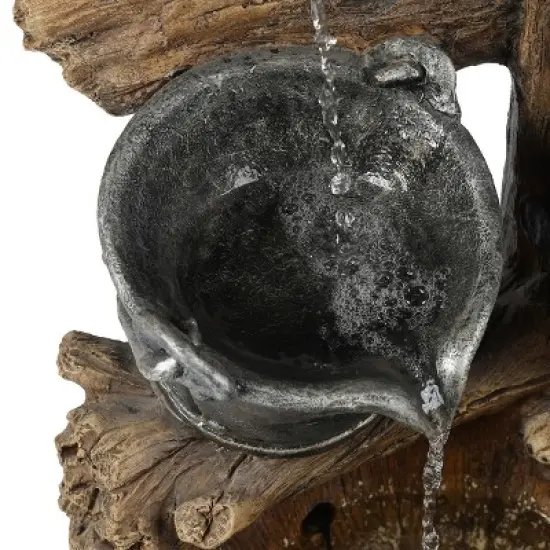 LuxenHome Resin Puppies and Water Pump Outdoor Fountain with LED Light image {6}