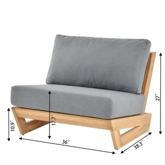 Spatial Balance Indoor Outdoor Set Ribbed Wood Coffee Table & Matching Fabric Seating Group image {5}