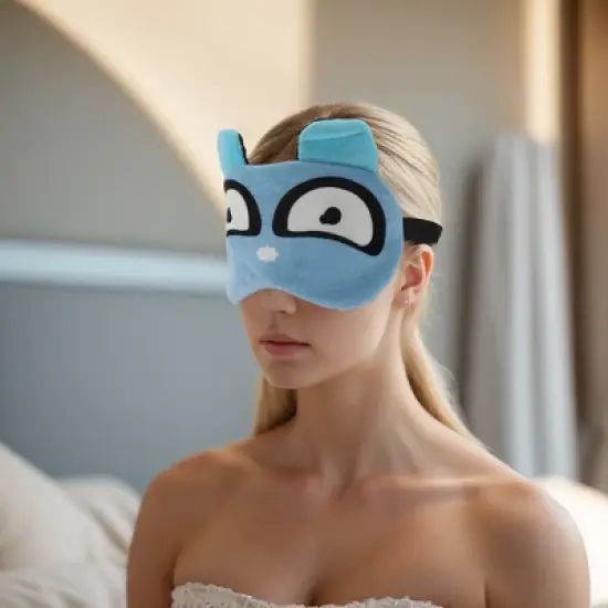 Unique Bargains Soft Cartoon Sleep Mask Crescent Eyes Blue 1 Pc image {5}