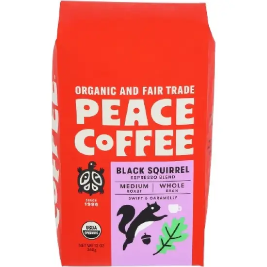 Peace Coffee Black Squirrel Espresso - Case of 6 - 12 oz image {1}