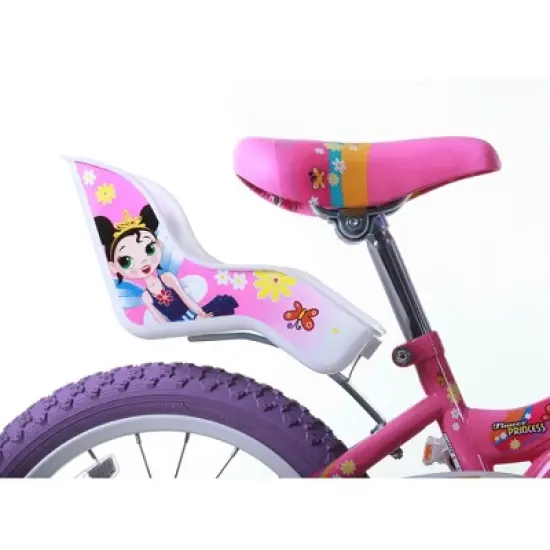 Titan Girl's Flower Princess BMX Bike for 4-9 Years Girls with Training Wheels 16 Inch Kids Toddler Bicycle with Utility Basket & Streamers - Pink image {2}