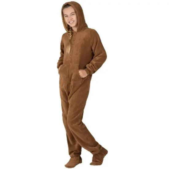 Footed Pajamas - Teddy Bear Kids Hoodie Chenille Onesie image {2}