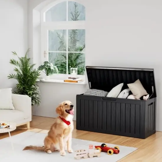 Chic Crate - 46.3'' W 80 Gallons Water Resistant Resin Lockable Deck Box in Black image {6}