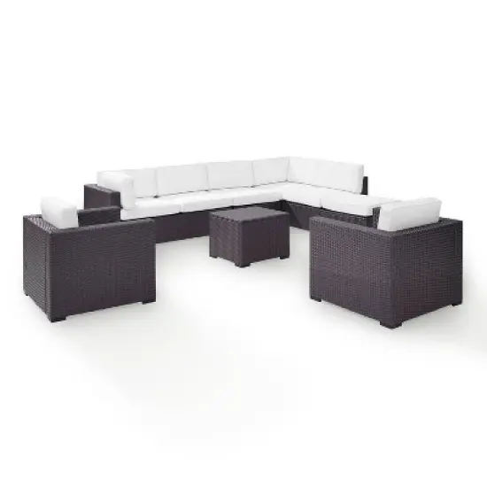 Biscayne 7pc Outdoor Wicker Sectional Set - White - Crosley image {5}