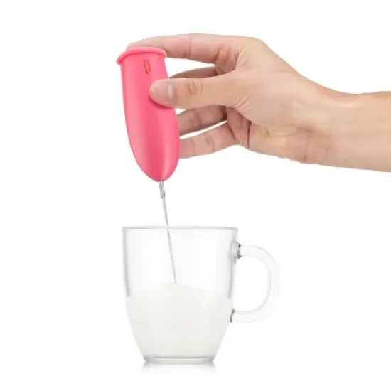 Bodum Schiuma Milk Frother Pink: Handheld Frother Wand for Coffee, Battery-Powered Mixer, Stainless Steel & Plastic image {2}