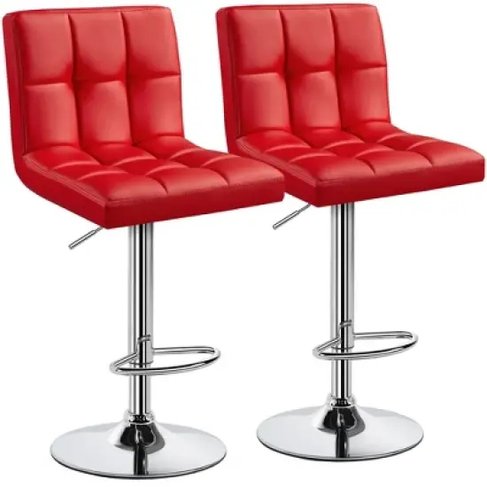 Yaheetech 2pcs Adjustable PU Leather Swivel Stool Armless Chairs with Bigger Base image {10}
