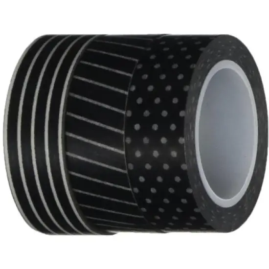 Wrapables Black & White II Japanese Washi Masking Tape (Set of 3) image {1}