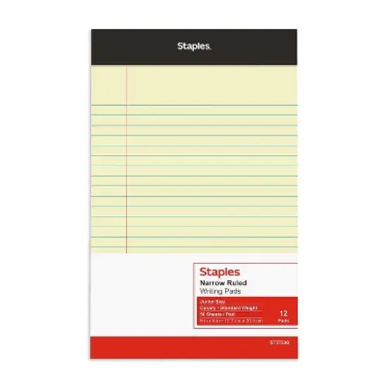 Staples Notepads 5" x 8" Narrow Canary 50 Sheets/Pad 12 Pads/Pack (26829) 163832 image {3}