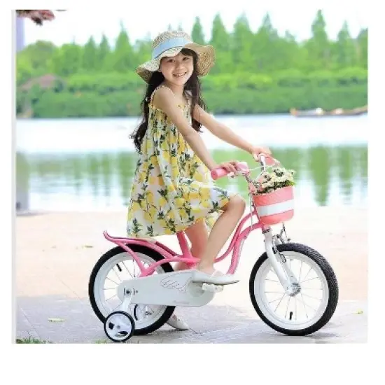 VASIP 14 Inch Girls Bike Kids Bicycle With Basket & Mudguards Toddler Beginner Child Cycle For Age 3-10 Years, Training Wheels Options image {5}