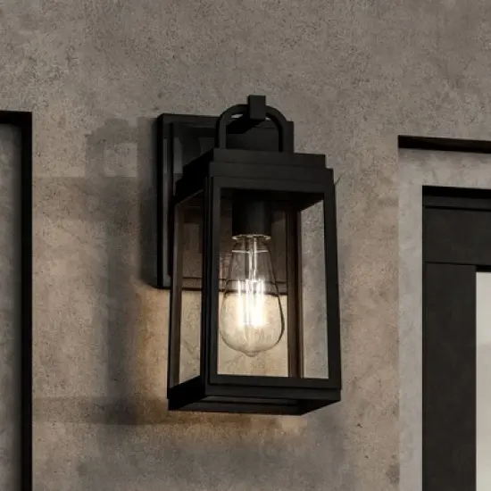 Urban Ambiance Luxury Farmhouse Outdoor Wall Sconce 11.875''H x 5.5''W,  Midnight Black Finish,  Macon Collection, UHP1385 image {8}