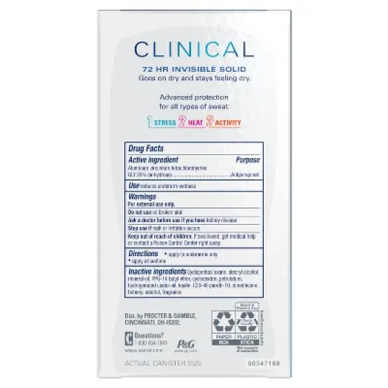Secret Clinical Strength Invisible Solid Antiperspirant & Deodorant for Women - Free & Sensitive - 1.6oz image {10}