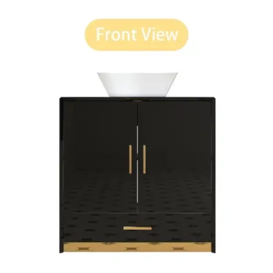 Famapy Freestanding Vanity Cabinet for Bathroom, High-Gloss Design, Storage image {6}